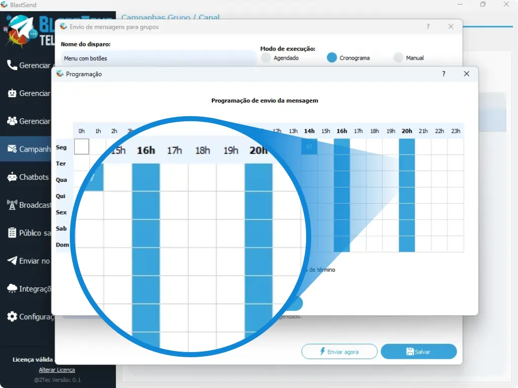 Programação de Postagens no BlastSend Telegram